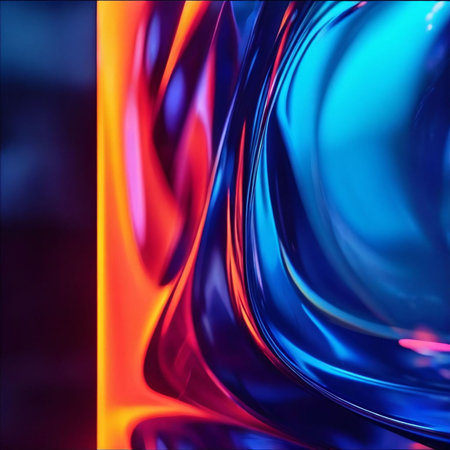 abstract background with smooth lines in blue and orange colors, 3d renderの素材