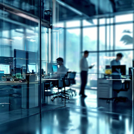 Business people working in a modern office. Blurred background. Toned.の素材