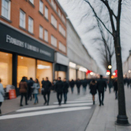 Blurred image of people walking in the city. Blurred background.の素材