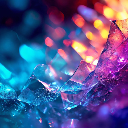 abstract background with ice cubes and colorful bokeh. macroの素材