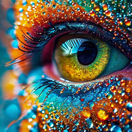 Macro shot of beautiful female eye with iris make up.の素材