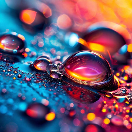 Water drops on a glass surface. Shallow depth of field.の素材