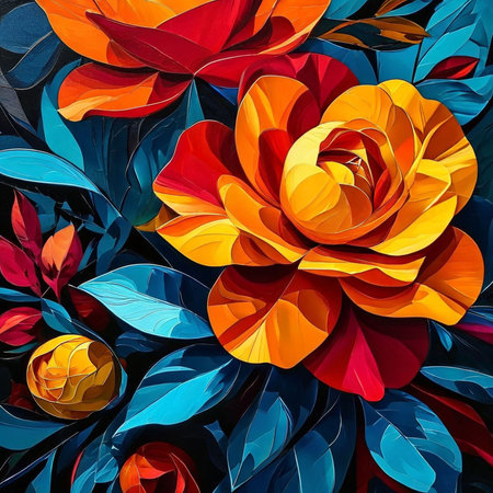 abstract background with multicolored paper flowers. 3d renderの素材