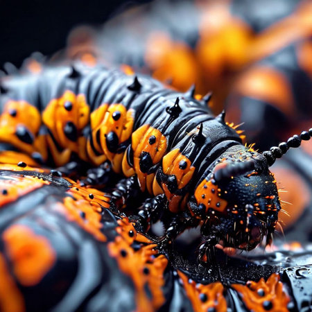 Macro shot of a caterpillar (Ceratonia aurata)の素材