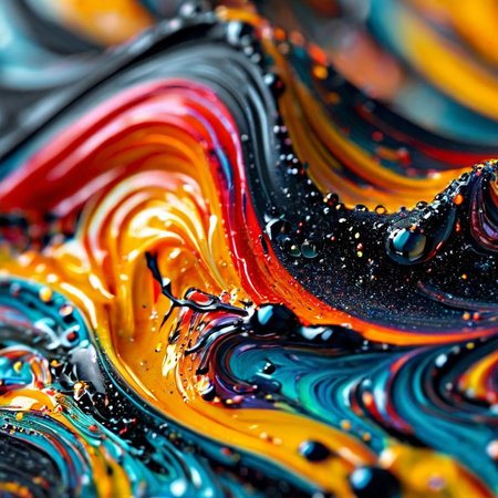 Colorful abstract background of oil paint splashes. Macro shot.の素材