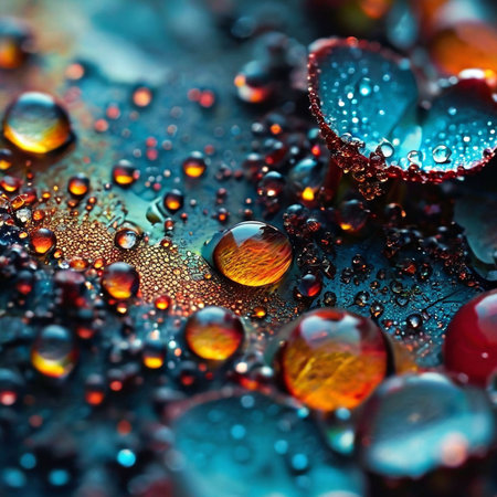 Drops of water on the petals of a plant. Macroの素材
