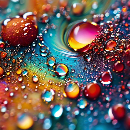 Water drops on a colorful background. Shallow depth of field.の素材
