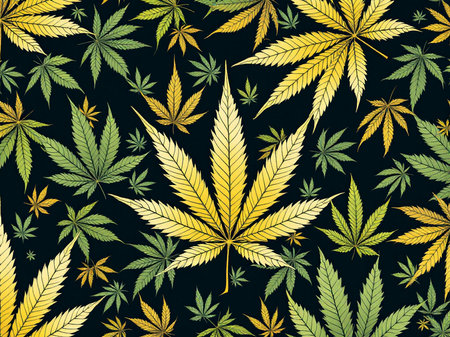 Seamless pattern with cannabis leaves. Vector illustration. Cannabis background.の素材