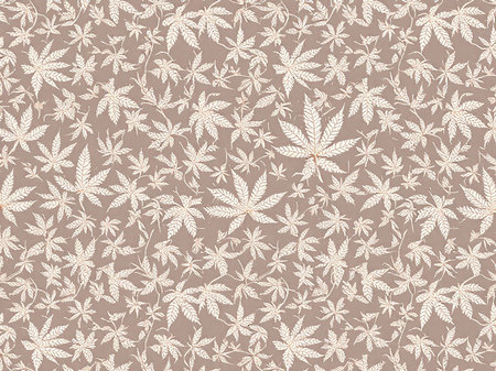 Seamless pattern with cannabis leaves on light brown background. Vector illustration.の素材