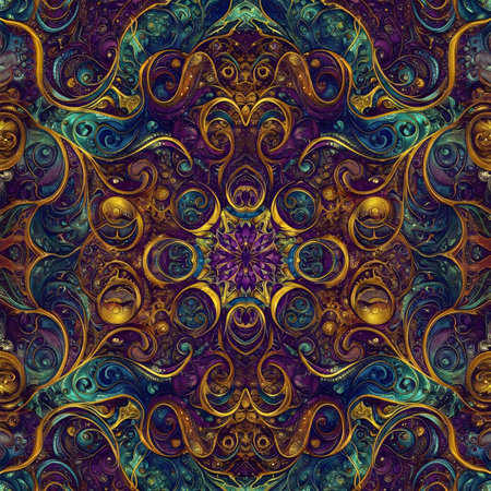 Seamless pattern in stained-glass window style. Computer generated graphics.の素材