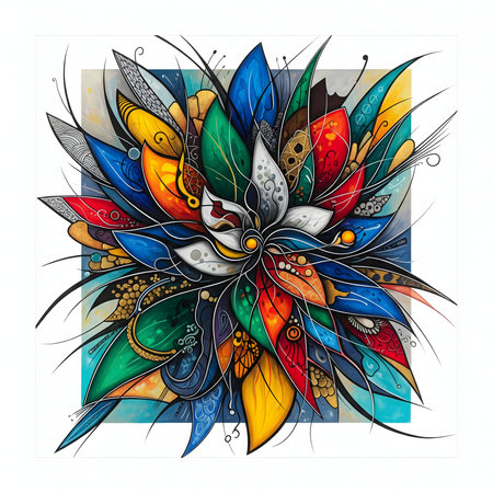 Abstract colorful doodle flower on white background. Vector illustration.の素材