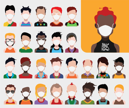 High-quality 250 avatars, people vector iconsのイラスト素材