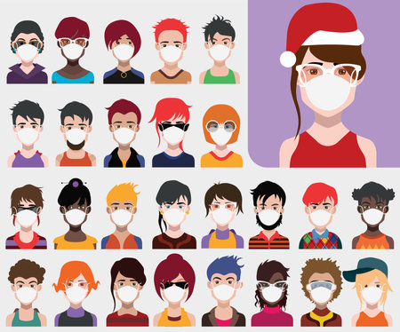 High-quality 250 avatars, people vector iconsのイラスト素材