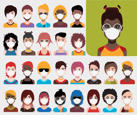 High-quality 250 avatars, people vector iconsのイラスト素材