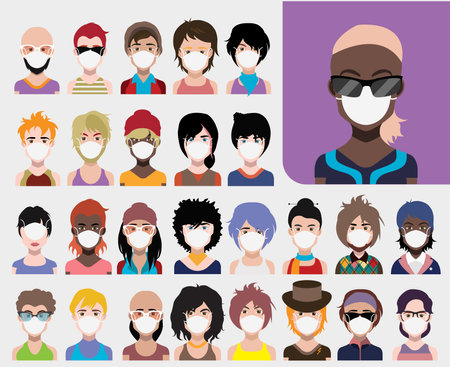 High-quality 250 avatars, people vector iconsのイラスト素材