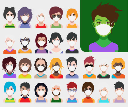 High-quality 250 avatars, people vector iconsのイラスト素材