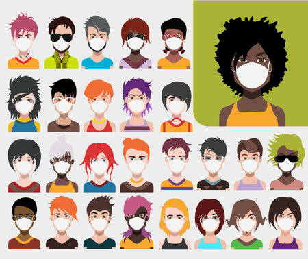 High-quality 250 avatars, people vector iconsのイラスト素材