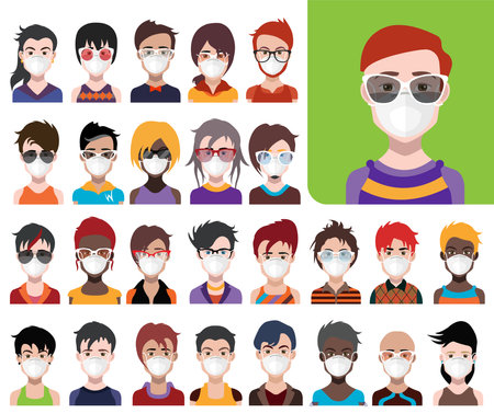 High-quality 250 avatars, people vector iconsのイラスト素材