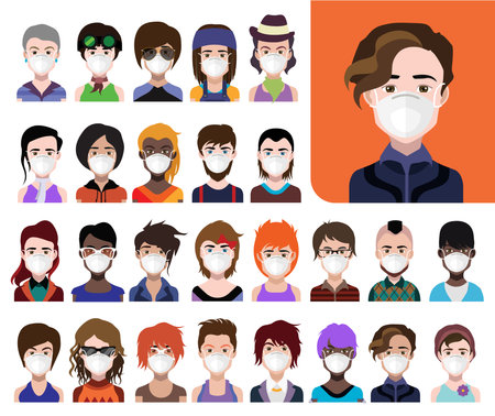 High-quality 250 avatars, people vector iconsのイラスト素材