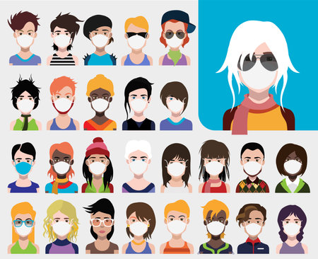High-quality 250 avatars, people vector iconsのイラスト素材