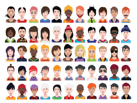 High-quality 250 avatars, people vector iconsのイラスト素材