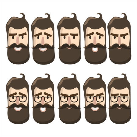 Face father, dad, hipster. Set contains emotion Coffee manのイラスト素材