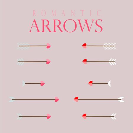Set of two colors arrows and 5 variationsのイラスト素材