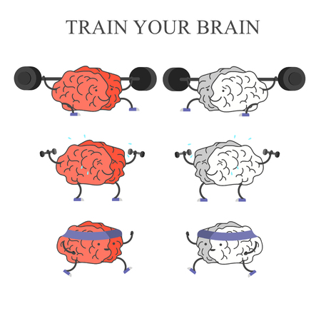 Brains is engaged in training. Set of six variationsのイラスト素材