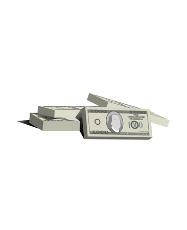 Realistic 3d dollar cash banknotes stack money concept illustrationのイラスト素材