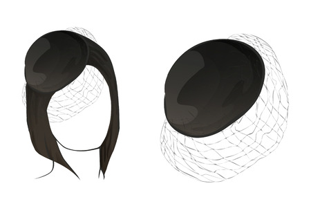 Black color hair and hat Mannequins, for trainingのイラスト素材