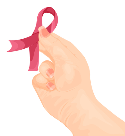 Healthcare and medicine concept, pink ribbon, breast cancer illustration.のイラスト素材