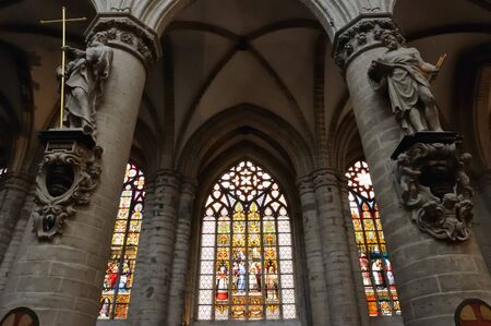 Interior of cathedral in brussels, Belgiumのeditorial素材