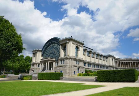 Cinquantennaire Park in Brussels in bright day with cloudsのeditorial素材