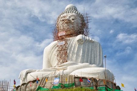 PHUKET, THAILAND - DECEMBER, 18: Famous Big Buddha of Phuket just before installation of eyes on December 18, 2009 in Phuketのeditorial素材
