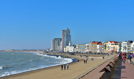 VLISSINGEN, NETHERLANDS-MARCH 16, 2014: Promenade area in center of the city is flooded by tourists in first clear and warm day of spring. のeditorial素材