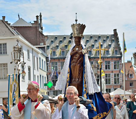 HALLE, BELGIUM-JUNE 8, 2014: Mariaprocessie continues from the basilica of Saint Martin - the yearly...