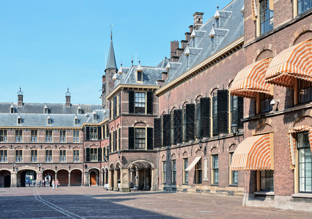HAGUE, NETHERLANDS-AUGUST 01, 2014: Medieval Binnenhof complex in historical centre of Hague, Netherlands. This is one of mostly popular visiting sites for tourists in the cityのeditorial素材