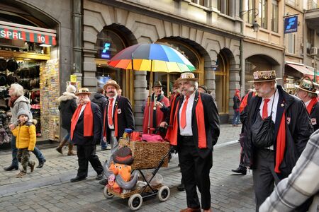 BRUSSELS, BELGIUM-DECEMBER 6, 2014: Traditional Parade of Saint Nicolas moving to Grand Place of Brusselsのeditorial素材