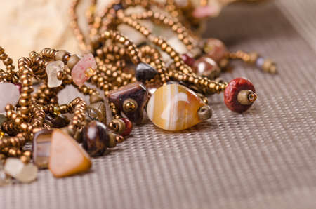 Handmade jewellery necklace close upの写真素材