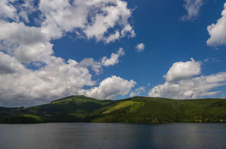 Lake, mountain and blue sky