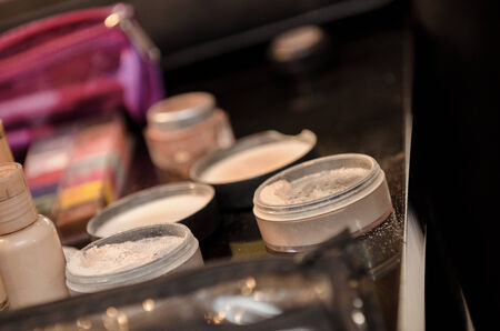 Foundation and powder for the face for the bride make-upの写真素材