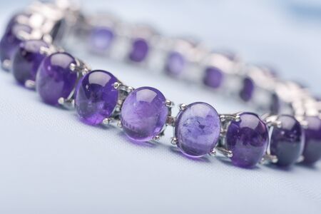 Amethyst bracelet jewel against black backgroundの写真素材