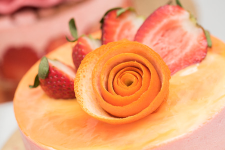 Strawberry and orange cake toppingの写真素材