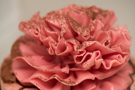 Rose shaped marzipan topping cakeの写真素材