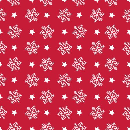 Snowflake seamless pattern. Christmas symmmetry texture. Red background. Designs for wrap, pack, cover, cards, gifts, pillows, bedding, dress, etc. Isolated vector illustration. Graphic designsのイラスト素材