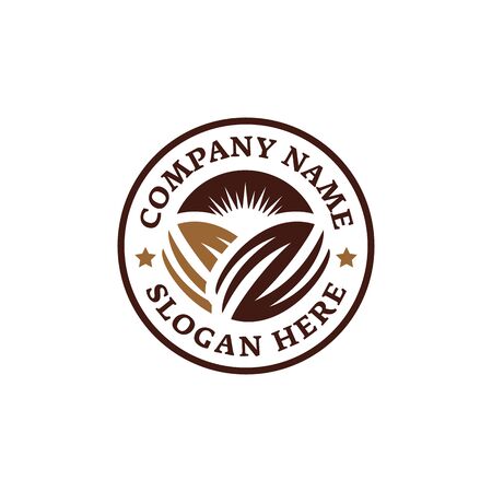 Emblem chocolate coffee bean logo. Branding for cafes, cofeeshop, restaurants, beverages, eatery, products, etc. Isolated logo vector inspiration. Graphic designsのイラスト素材