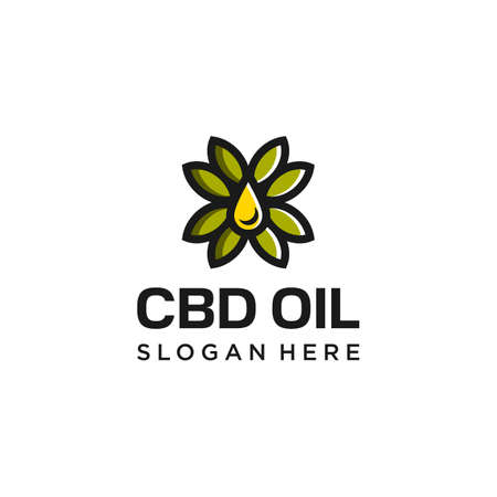 CBD oil logo. Hemp oil cannabis leaf. Branding for CBD oil products distributor sales marketing food and beveragesのイラスト素材
