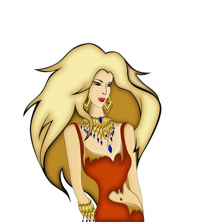 illustration   of girl  with beautiful  splendid  hair    の写真素材