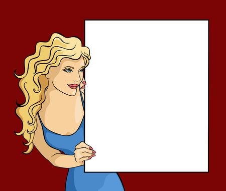 illustration of a girl with a poster  の写真素材