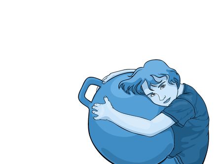 illustration of girl who embraces the sports ball  の写真素材